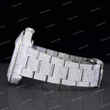 Full White Iced Out VVS Moissanite Diamond Watch With Black Arabic Numerals for Unisex