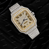Personalized Premium Full Iced Yellow Gold Tone Moissanite Diamond Watch Luxury Street Style