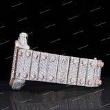 Skeleton Automatic Watch with Rose Gold Tone with VVS Moissanite Diamond Bezel Timepiece