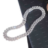 Trending Claw Setting Baguette Cut Cuban Link Chain Moissanite Custom Hip Hop Statement 925 Silver Necklace