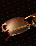 Fully Iced Rose Gold C-Frame Moissanite Diamond Sunglasses Warm Gradient Lenses