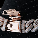 Heavy Cuban Link Necklace Silver Iced Out Moissanite Diamond Style hip Hop Chain For Men