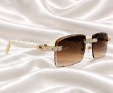 Luxury Pear Cut Moissanite Diamond Iced Out Grediant Sunglasses Party Wear
