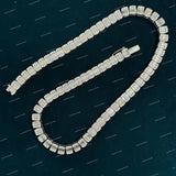 Customized 925 Sliver Moissanite Cuban Link Chain Baguette Cut Premium Necklace For Men