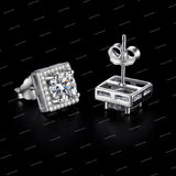 S925 Sterling Silver Hip Hop Rose Gold Plated Brilliant Cut Claw Moissanite Earrings