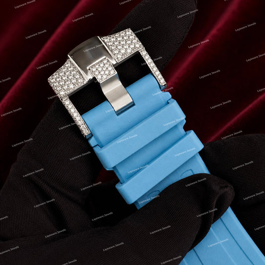 Custom Full Iced Moissanite Diamond Style Watch With Rubber Strap Snow White Luxury Look