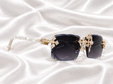 Luxury Iced Out Moissanite Diamond Cross Rimless Hip Hop Sunglasses For Unisex