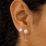 Iced Out Silver Moissanite Cluster Stud Earring For Women