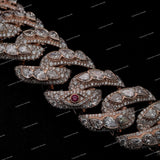 Heavy Custom New Design 925 Silver Rose Gold Moissanite Diamond Cuban Link Chain Eye Design