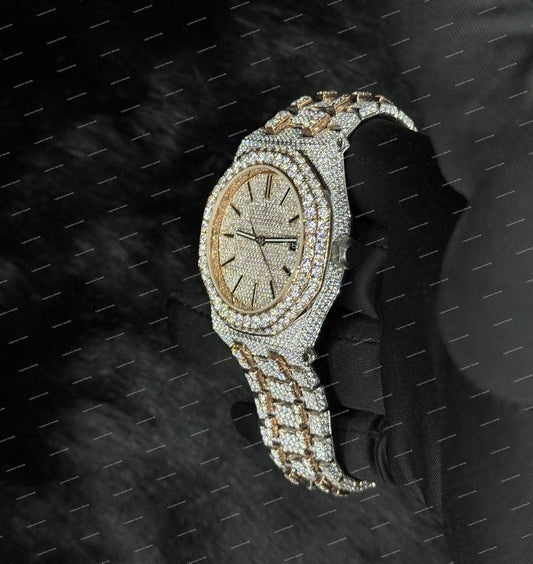 Fully Bust Down Moissanite Diamond Studded Moissanite Watch