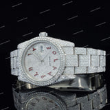 Full Iced Out Red Numerals VVS Moissanite Diamond Buss Down Watch