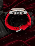 Snow White Moissanite Diamond Luxury Watch With Rubber Strap Men's Fashion Timepiece