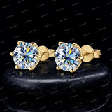 Jewelry 925 Sterling Silver Round Brilliant Cut Moissanite Stud Earrings Trendy