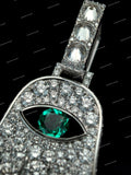 Luxury Moissanite Diamond Hamsa Hand Pendant 925 Silver Iced Out Eye Green Or Blue Stone