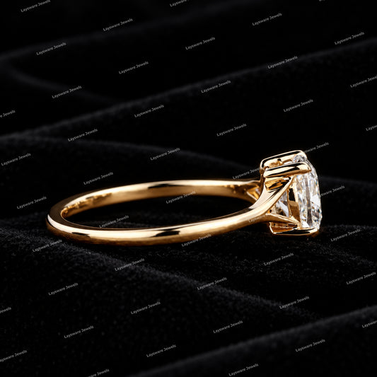 Elongated Cushion Cut Moissanite Diamond Solitaire Engagement Ring