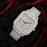 Custom Snow White Blue Arabic Numerals VVS Moissanite Diamond Watch Full Iced Luxury Fashion Style