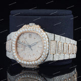 Hugh End Iced Out Glass Dial VVS Moissanite Diamond Automatic Watch