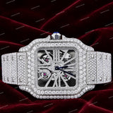 Snow White Iced Out Moissanite Diamond Skeleton Watch Custom Premium Luxury Fashion Timepiece