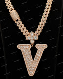 Custom Moissanite Diamond Name Letter Pendant Hip Hop Style Rose Gold 925 Sterling Silver Initial Pendant