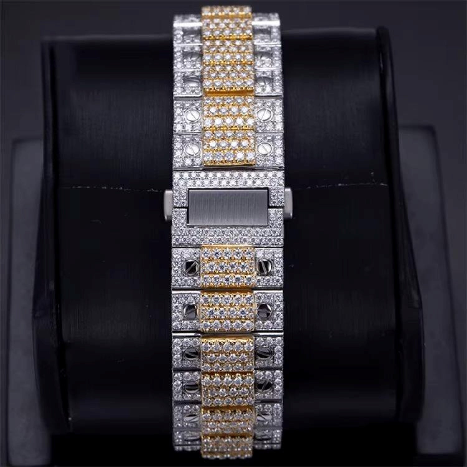 Iced Out Stainless Steel with Roman Dial Diamond Watch