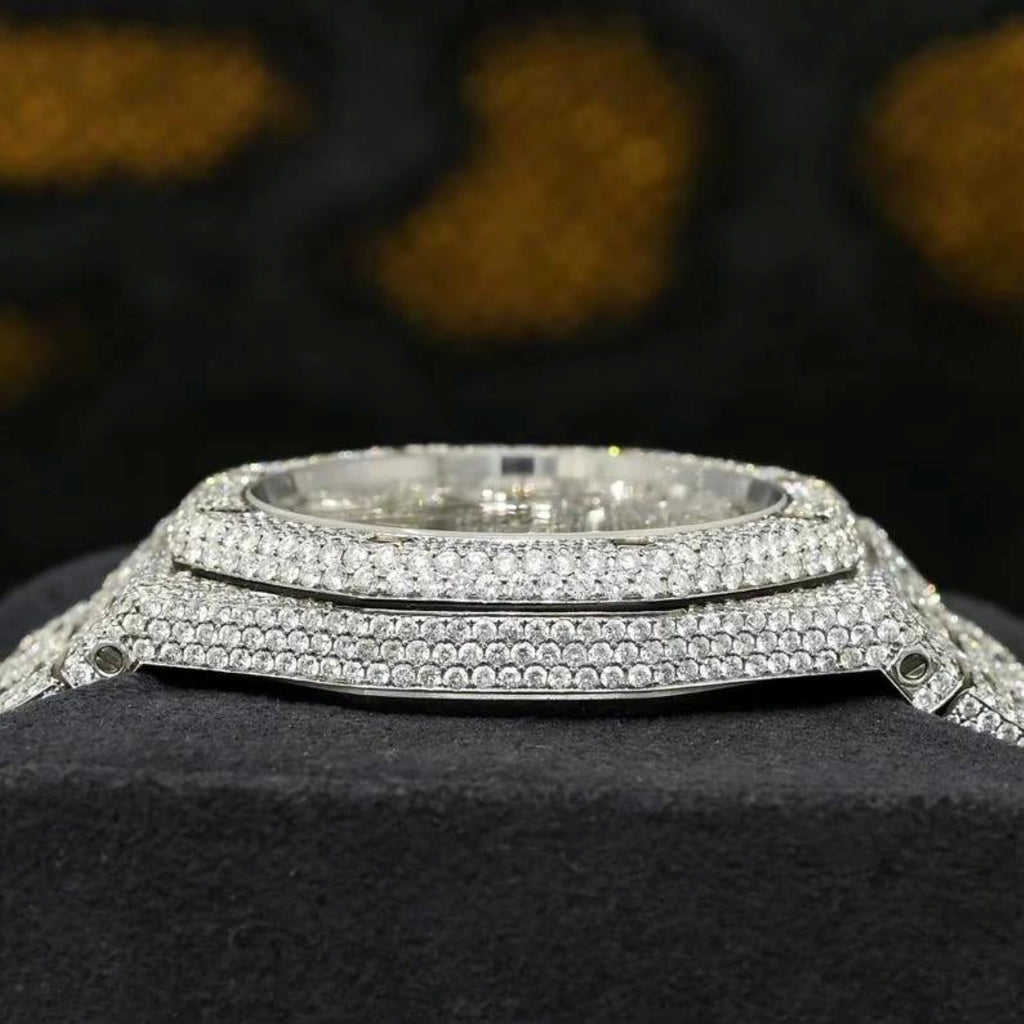 Iced Out Stainless Steel Arabic Dial Moissanite Diamond Watch