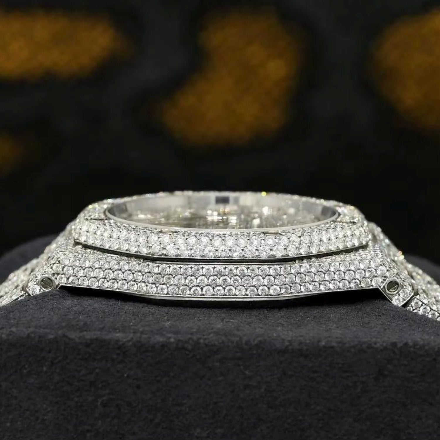 Iced Out Stainless Steel Arabic Dial Moissanite Diamond Watch