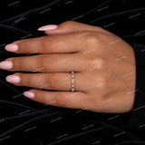 Marquise And Round Cut Moissanite Diamond Band In Half Eternity Band