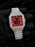 Full Iced Red Sunbrust Dial Moissanite Diamond Watch Personalized Premium Snow White Luxury Style