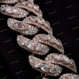 Heavy Custom New Design 925 Silver Rose Gold Moissanite Diamond Cuban Link Chain Eye Design