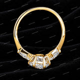 Premium Three Stone Marquise Cut Moissanite Diamond Engagement Ring with Side Diamonds