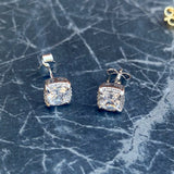 925 Sterling Silver Moissanite Diamond Stud Earrings VVS Cushion Cut Halo Iced Hip Hop Jewelry for Men