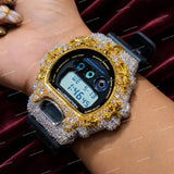 Iced Out Moissanite Diamond Watch With Black Rubber Strap Hip Hop Luxury Statement Timepiece