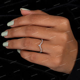 V Shaped Chevron Band  Round & Pear Cut Moissanite Diamond Wedding Band