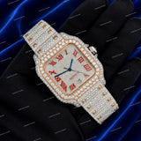 Hip Hop Custom Moissanite Diamond Watch Red Roman Dial Full Iced Premium Luxury Style