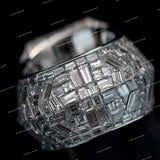 Luxury Cocktail Ring Unisex S925 Sliver Moissanite Diamond Bugetee Cut Hexagon Shield Ring