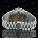 Luxury Iced Glass Dial Watch with Brilliant Moissanite Diamond and Two-Tone Watch