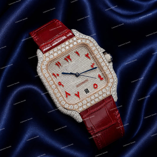 Personalized Moissanite Diamond Watch With Leather Strap Premium Hip Hop Luxury Style