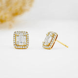 Hot Selling Fine Jewelry 925 Sterling Silver Emerald Cut VVS Moissanite Hip Hop Stud Earrings