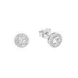 Round Cut S925 Sliver Solitaire Two In One Stud Earrings Iced Out Shine