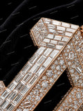 Premium Letter D Pendant Design Baguette Cut VVS Moissanite Diamond Encrusted Rose Gold Plated 925 Silver Claw Setting Pendant