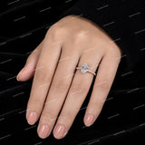 Oval Diamond Ring 925 Sliver Moissanite Diamond Engagement Ring Hidden Halo Ring