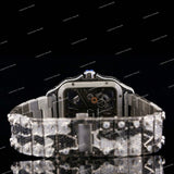 Fully Iced Out Stainless Steel VVS Moissanite Diamond Bust Down Snake Skin Design Watch