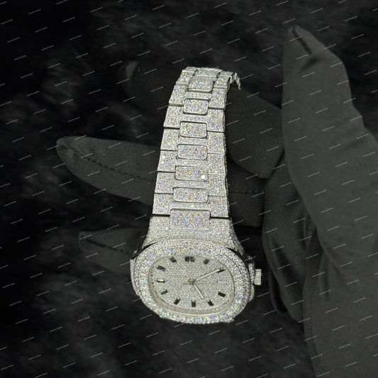 41MM Fully White Tone Iced Out VVS Moissanite Diamond Hip Hop Watch for Men