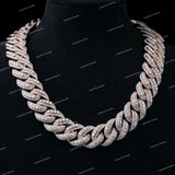 Premium Moissanite Luxury Hip Hop S925 Sterling Silver 3 Row Cuban Link Chain Necklace