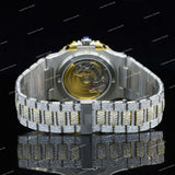 Luxury Iced Two-Tone Watch with Gold Accents Moissanite Diamond Bezel Premium Timepiece