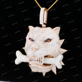 Hot Sale 925 Silver Moissanite Diamond Panther Pendant 3D Iced Out Animal Head Charm Pendant