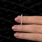 Round Moissanite Diamond 925 Sliver Floating Bubble Half Eternity Band Stackable Wedding Band