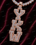 Premium Personalized Initial Letter Pendant VVS Moissanite Diamond 925 Sterling Silver Rose Gold Plated Hip Hop Pendant