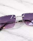 Silver Finish Handset Moissanite Diamond Rimless Eyewear – Cut-Edge Violet Gradient