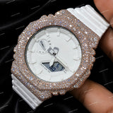 Mens Moissanite Diamond Watch With Rubber Strap Premium Luxury Look Bold Fashion Accessory